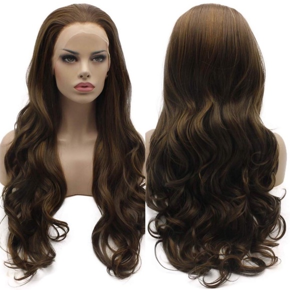💫 24” BROWN MIX CURLY LACE FRONT WIG💫 *NEW*🆕